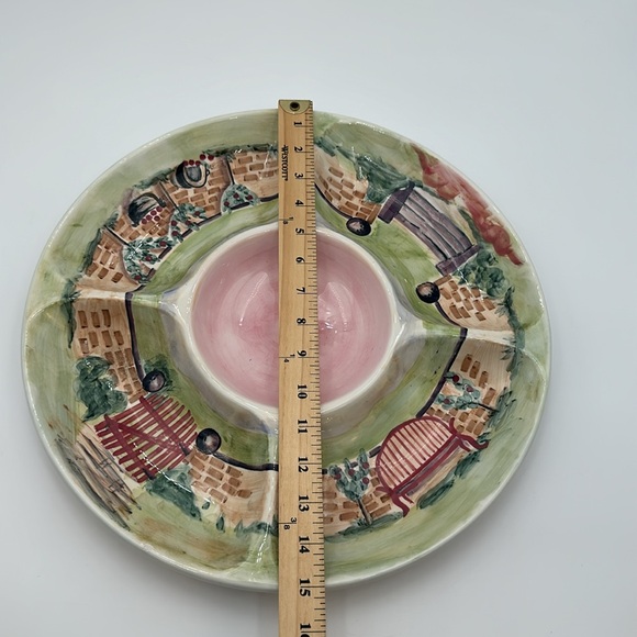 Michal Sparks China Chips & Dip Serving Tray Estate of Mind Design Round - Picture 16 of 16